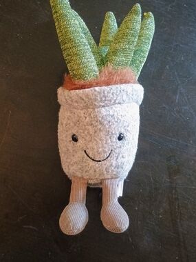 Jelly Cat Plush Smiling Succulent Plant Toy - Gray Pot, Green Leaves